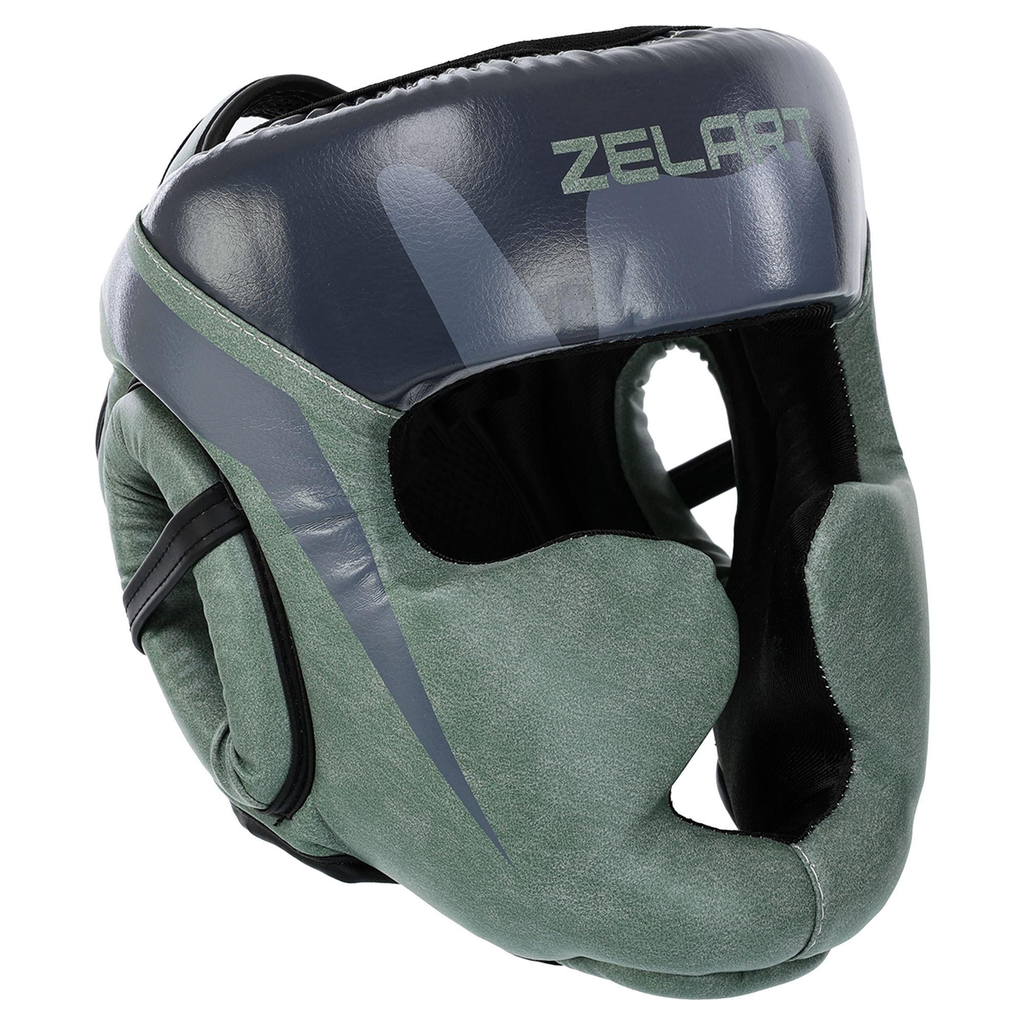 Шлем боксерский с полной защитой Zelart BO-1197 L Черно-оливковый (33229301)