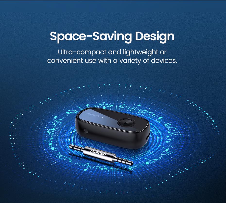 Адаптер UGREEN Bluetooth 5.1 приемник aptX HD Hi-Res 3,5 мм minijack AUX-micro USB Аудио AAC/SBC/aptX LL стерео Черный (70304) - фото 15
