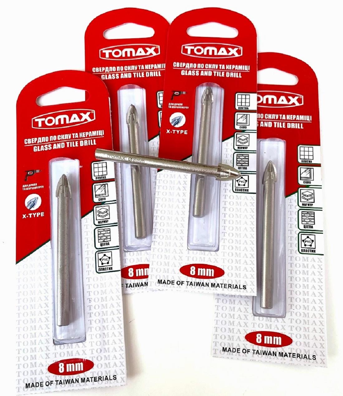 Сверло по плитке TOMAX и стеклу 8 мм квадро наконечник (1454755755) - фото 4