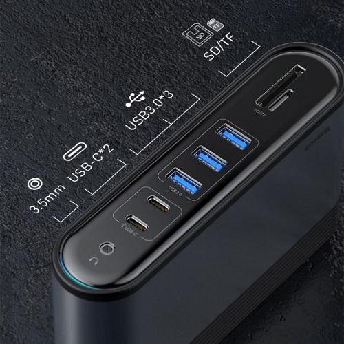 Док-станция USB3.2 Type-C BASEUS CAHUB-DG0G 3xHDMI/2xUSB-C/5xUSB/RJ45/SD/TRRS 3.5/PD 100W - фото 13