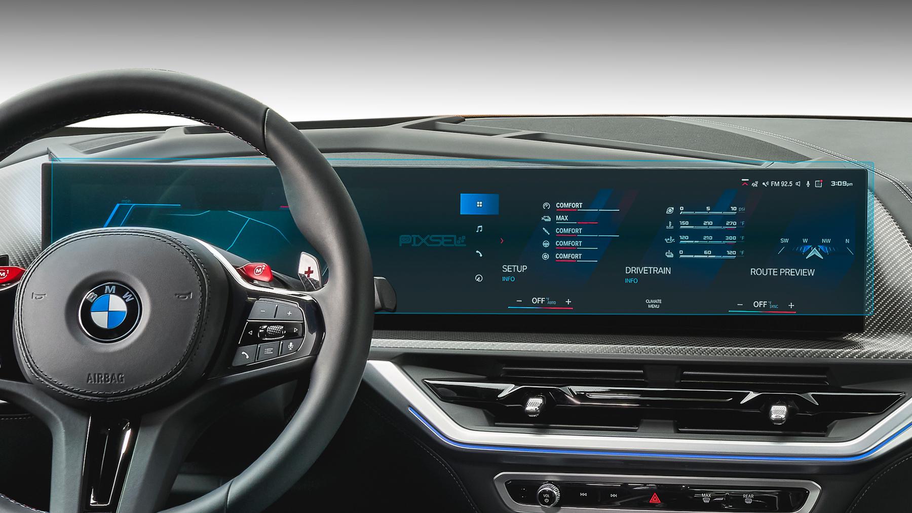 Защитное стекло Pixsel гибридное матовое на панель приборов BMW XM-30,1" 2023 G09