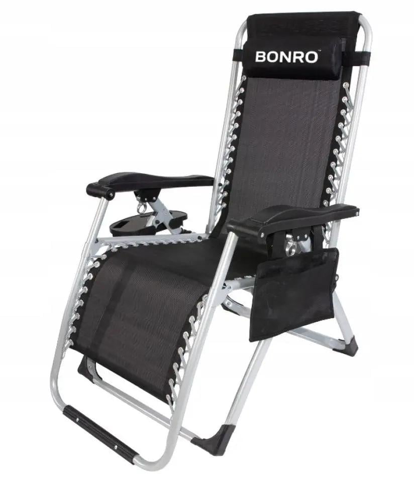 Шезлонг кресло садовый пляжный с карманом и подстаканником усиленное до 150 кг Черный - фото 1 Шезлонг кресло садовый пляжный с карманом и подстаканником усиленное до 150 кг Черный - фото 1