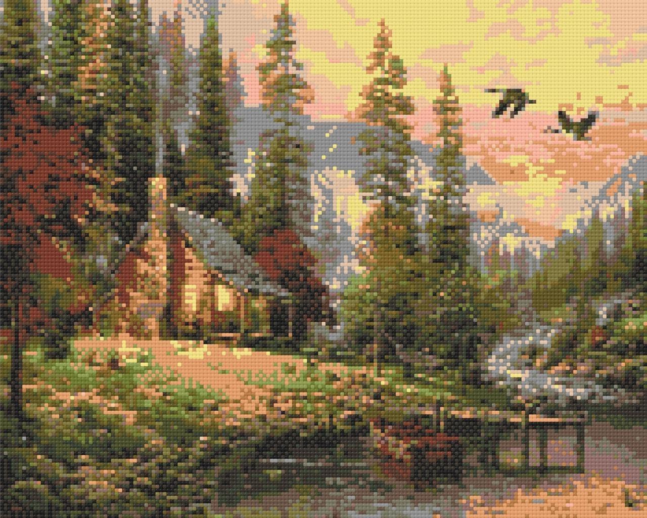 Алмазна мозаїка Мисливський будиночок Пейзаж 40x50 см (OD1831)