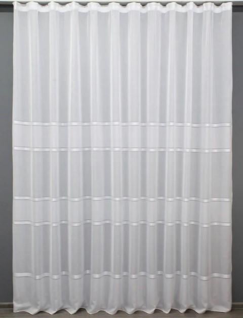 Тюль Мережка в полоску лен Белый (1379т)