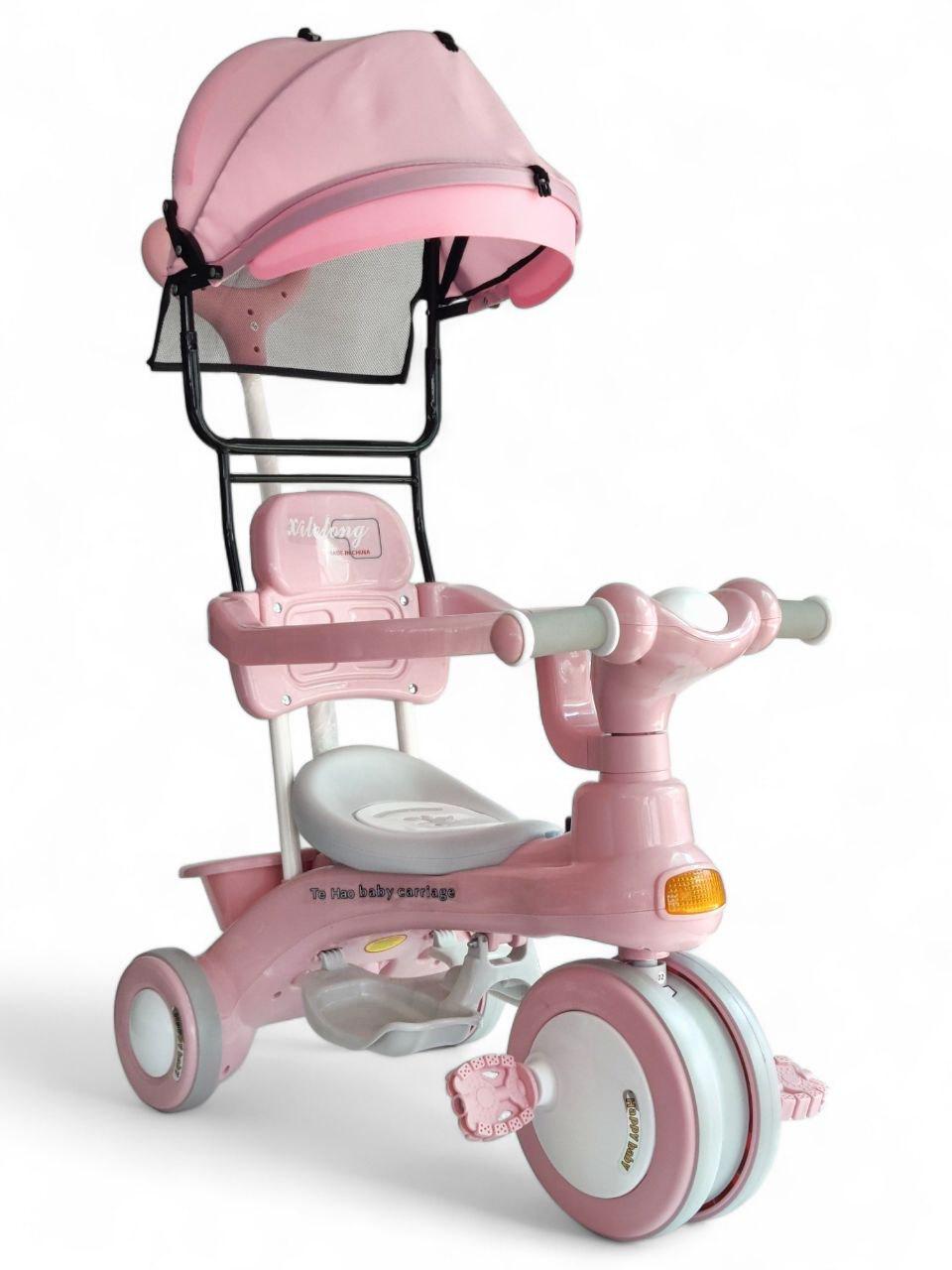 Дитячий велосипед з батьківською ручкою та піддашком Xilelong XLT618-2 триколісний до 60 кг Рожевий (XLT618-2r-s) - фото 1 Дитячий велосипед з батьківською ручкою та піддашком Xilelong XLT618-2 триколісний до 60 кг Рожевий (XLT618-2r-s) - фото 1
