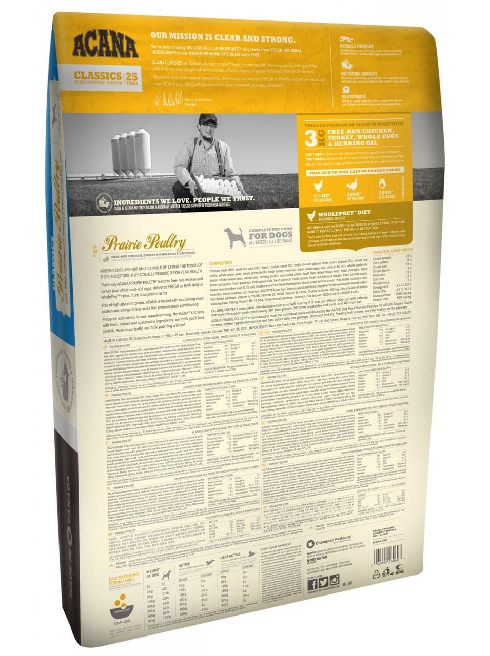 Корм сухой Acana Prairie Poultry для собак всех пород и возрастов 14,5 кг - фото 2