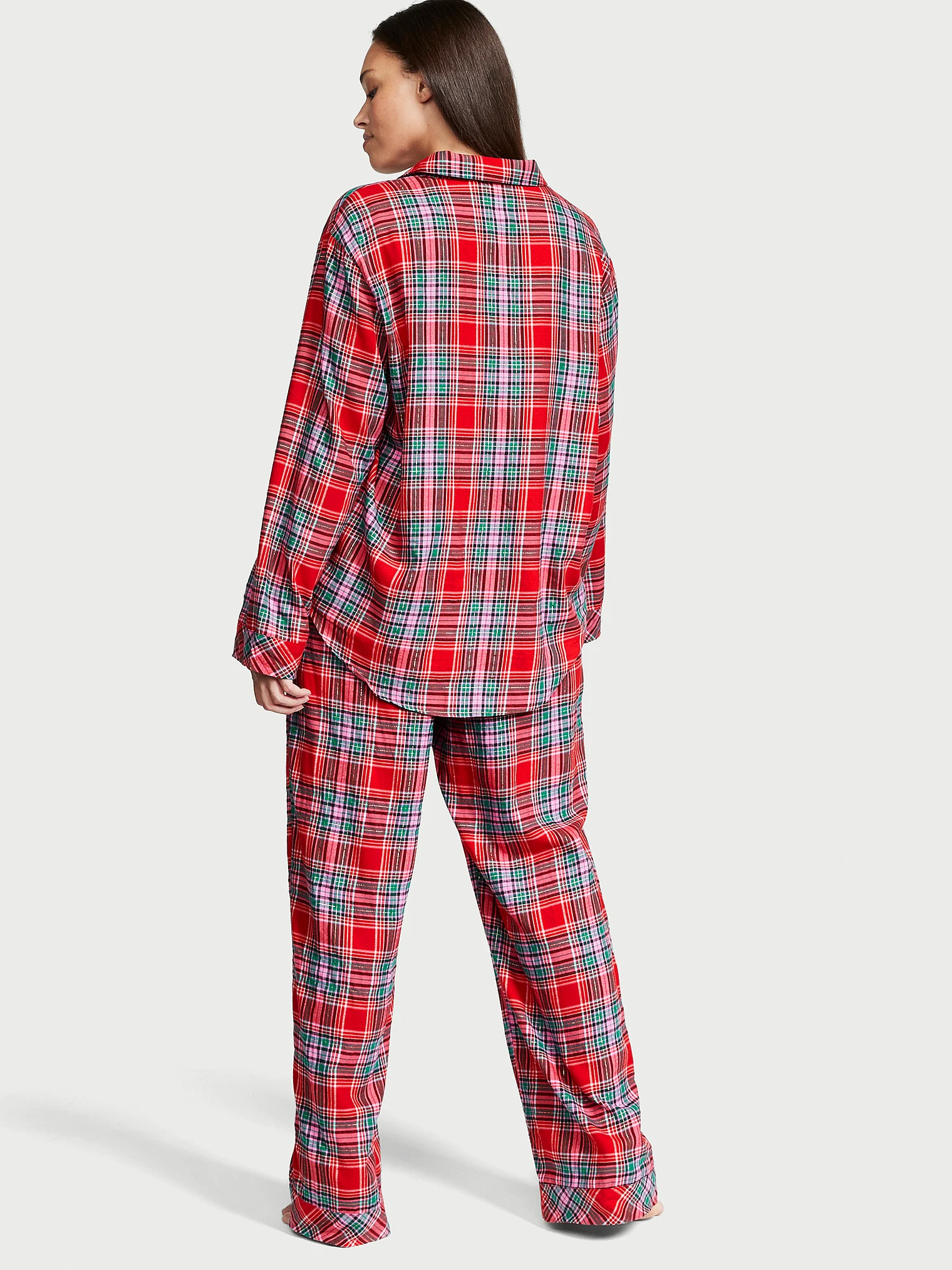 Піжама жіноча Victoria's Secret Flannel Long Pajama Set фланелева в клітинку XS Червоний (15015070) - фото 2