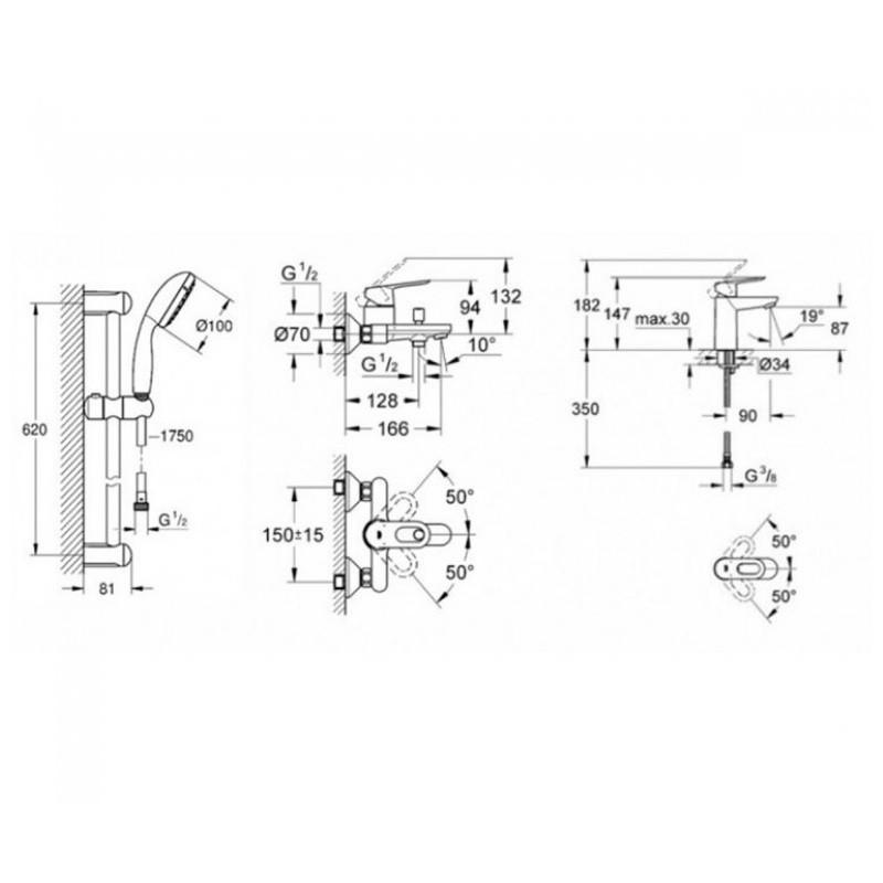 Набір змішувачів для ванної S-Size Grohe BauLoop (UA123214S1) - фото 3
