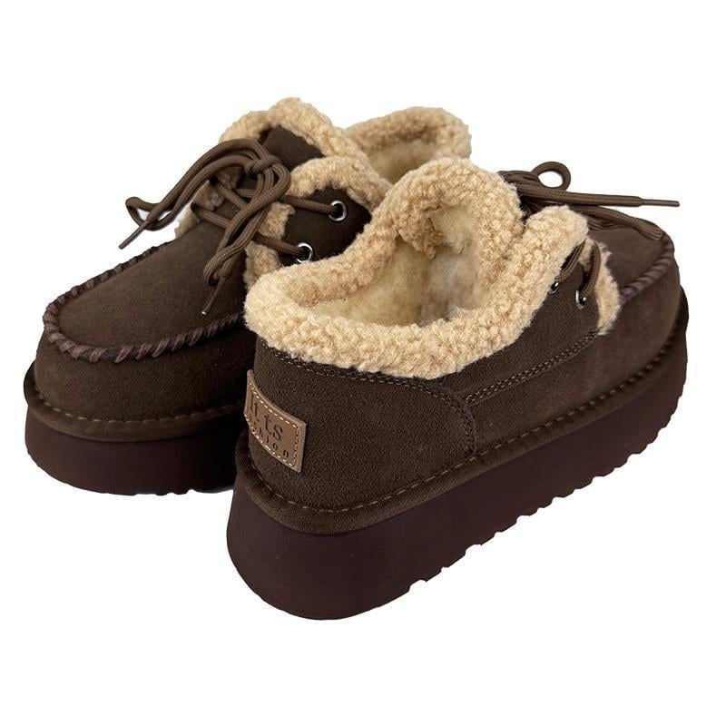 Черевики жіночі хутряні тедді на шнурівці 2055-24 p. 37 23 см Коричневий - фото 3