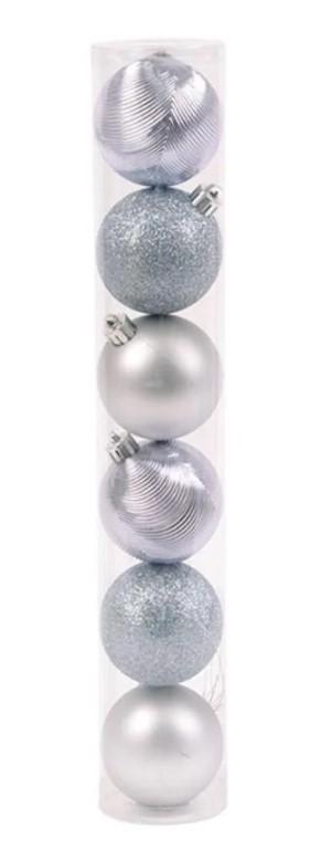 Набор шаров пластиковых новогодних 6 шт. D-6 см Голубой (43113)