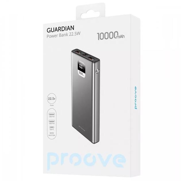 Павербанк с быстрой зарядкой Proove Guardian 10000 mAh 22,5W 3A Grey - фото 3