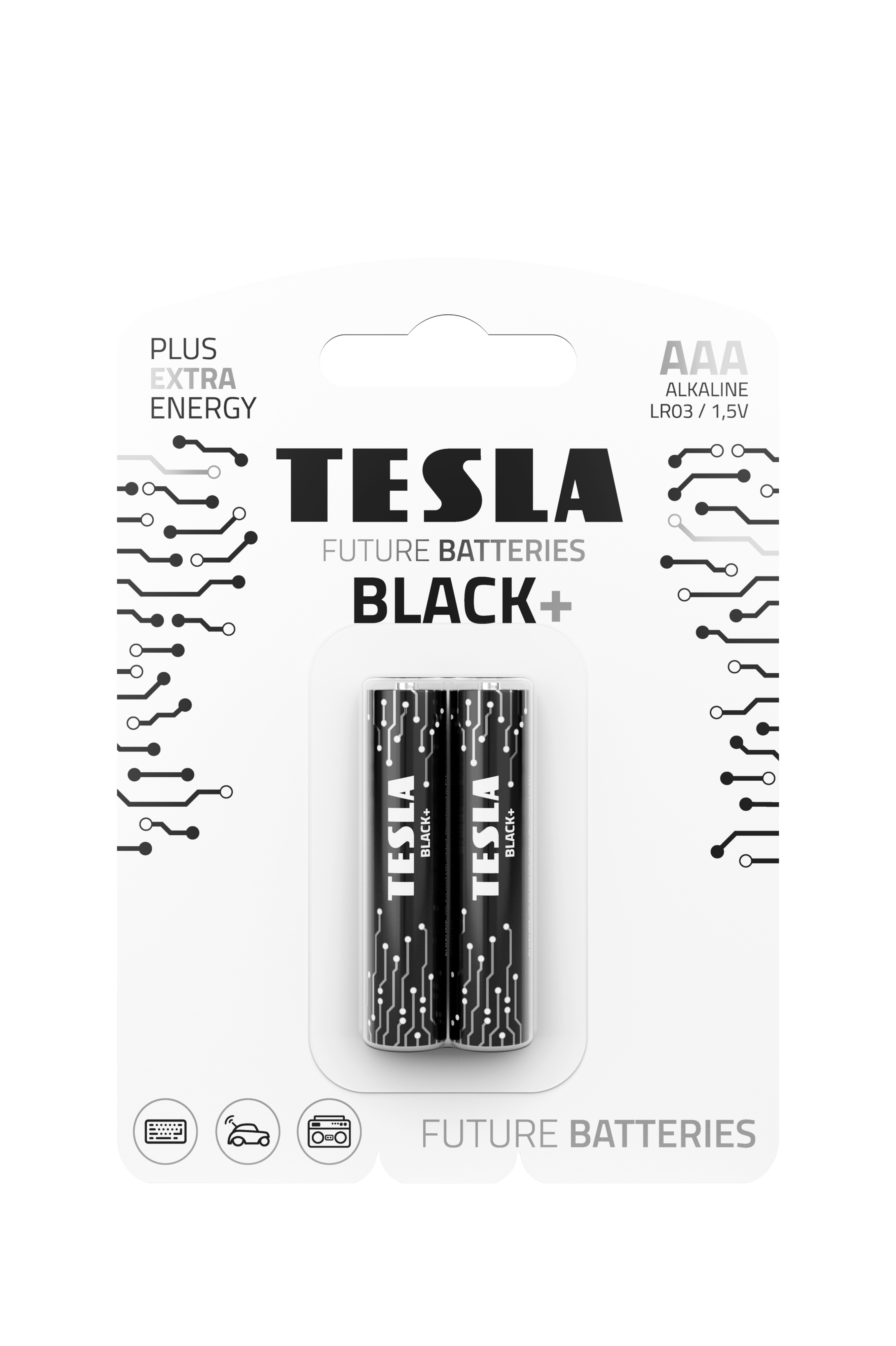 Батарейки TESLA Black AAА LR03 1,5В 2 шт. (000003861)