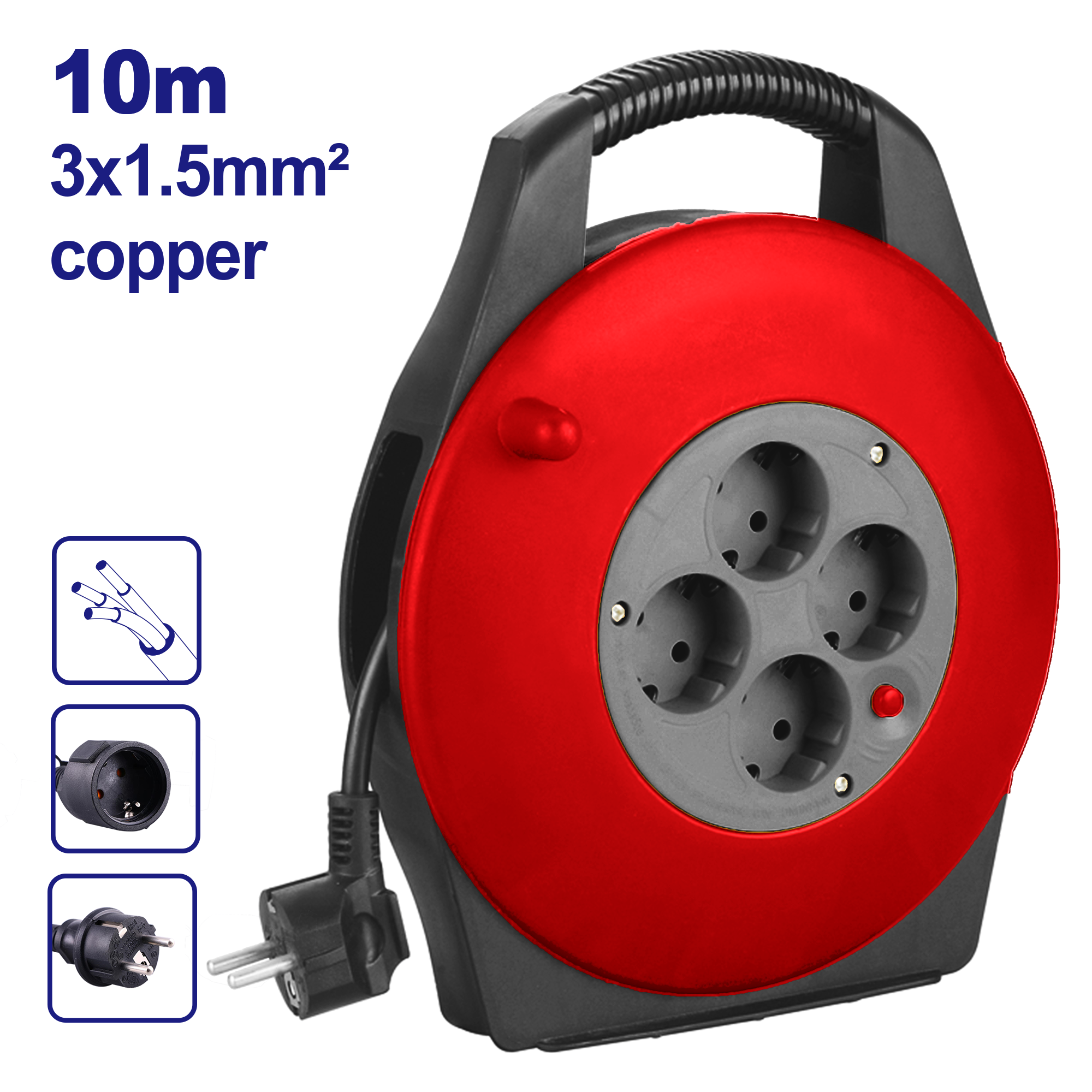 Удлинитель на катушке EMTOP EMEJ8375 3x1,5 мм 10 м - фото 2 Удлинитель на катушке EMTOP EMEJ8375 3x1,5 мм 10 м - фото 2