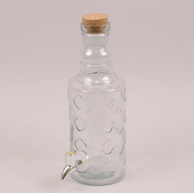 Бутылка стеклянная с краником Flora 2 л Бесцветная 35107