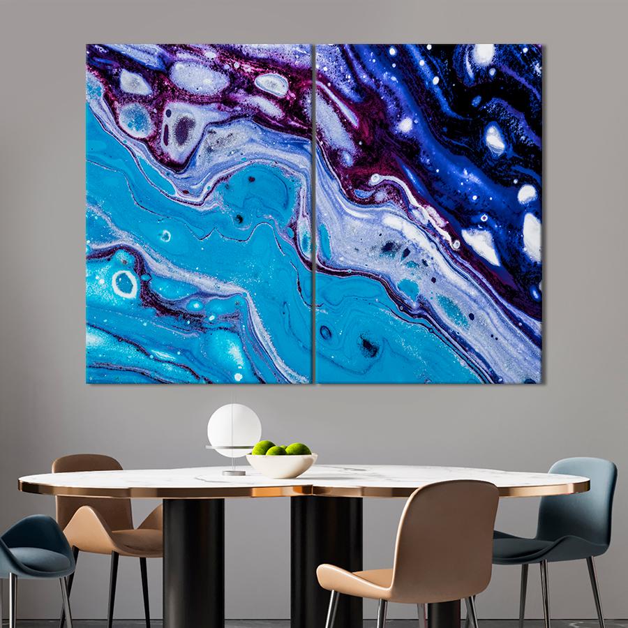 Картина абстракция Синяя жидкая абстракция 165x122 см (A876-2)
