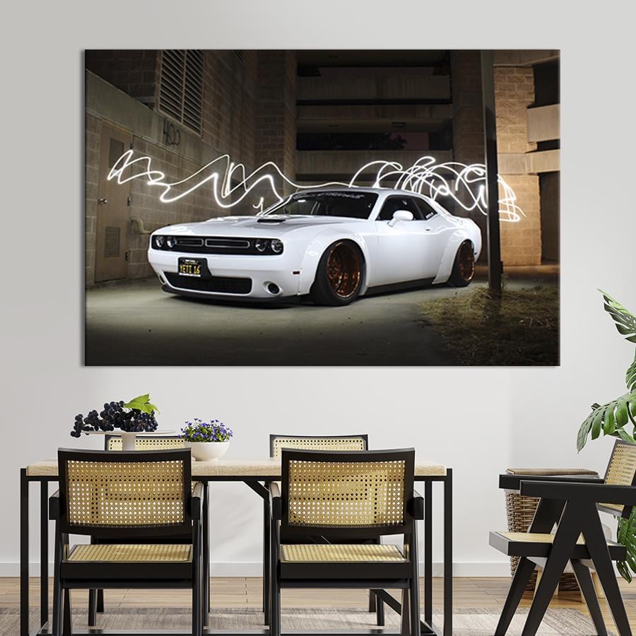 Настенный декор картина на холсте для интерьера Dodge Challenger 120x80 см (89-1)