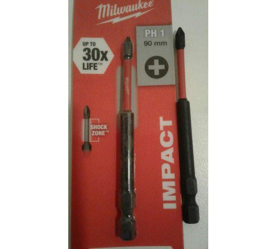 Біта Milwaukee Shockwave PH1 90 мм 1 шт. (4932430851) - фото 6 Біта Milwaukee Shockwave PH1 90 мм 1 шт. (4932430851) - фото 6