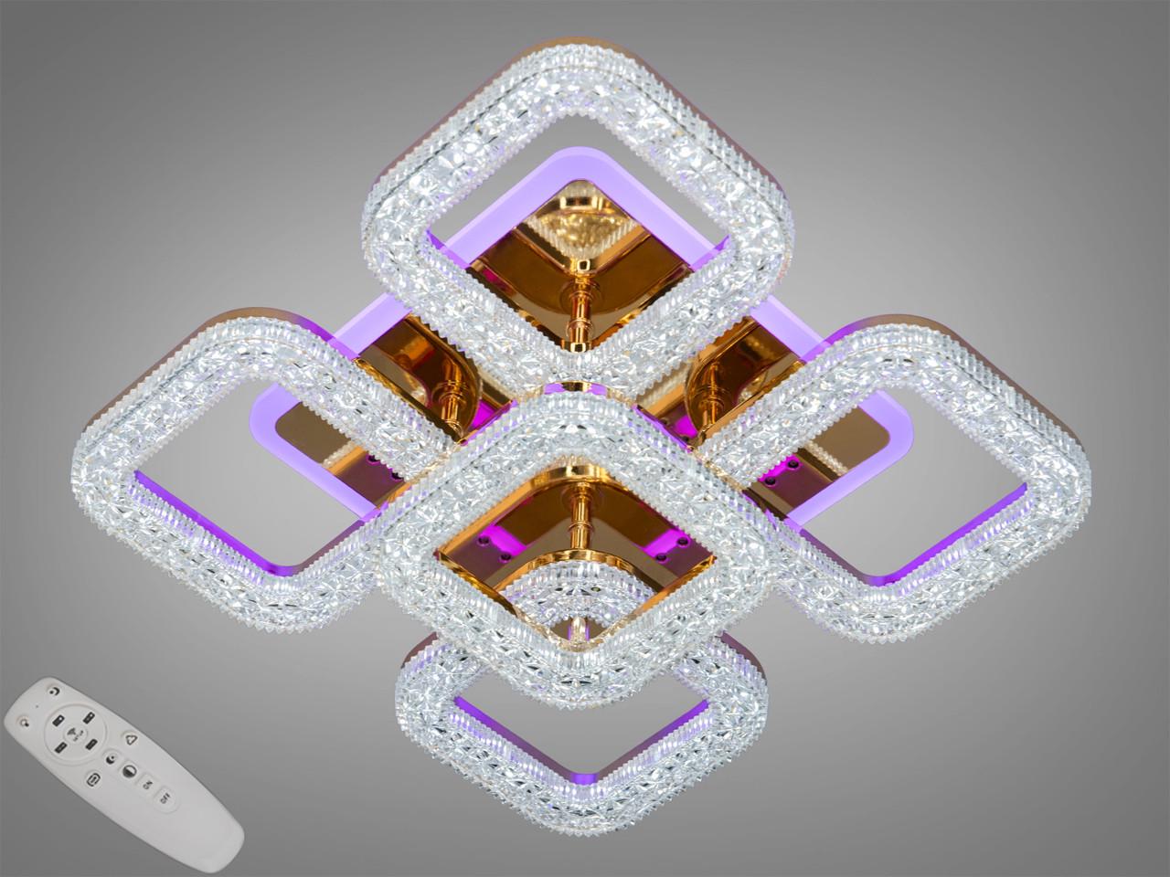 Люстра потолочная EcoLed светодиодная с диммером 65W S2205/4+1HR 3col dim Серебрянный