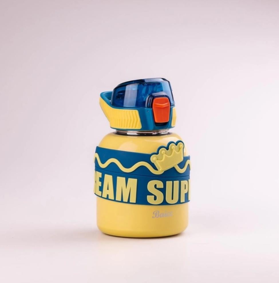 Термос Happy Life Baicc super hero нержавіюча сталь з ремінцем 560 мл Жовтий (18177251) - фото 2 Термос Happy Life Baicc super hero нержавіюча сталь з ремінцем 560 мл Жовтий (18177251) - фото 2