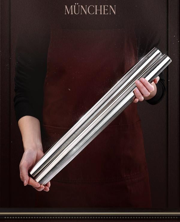 Скалка для теста и мастики нержавеющая сталь 52 см (36568) - фото 4 Скалка для теста и мастики нержавеющая сталь 52 см (36568) - фото 4