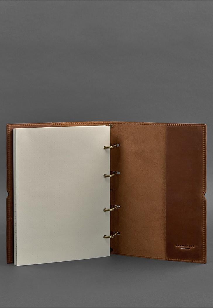 Блокнот шкіряний А5 на кільцях Софт-бук 9.0 у м'якій обкладинці Світло-коричневий (A-028653) - фото 4