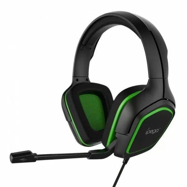 Наушники игровые с регулируемым микрофоном iPega PG-R006b Черно-зеленый (PGR006I)