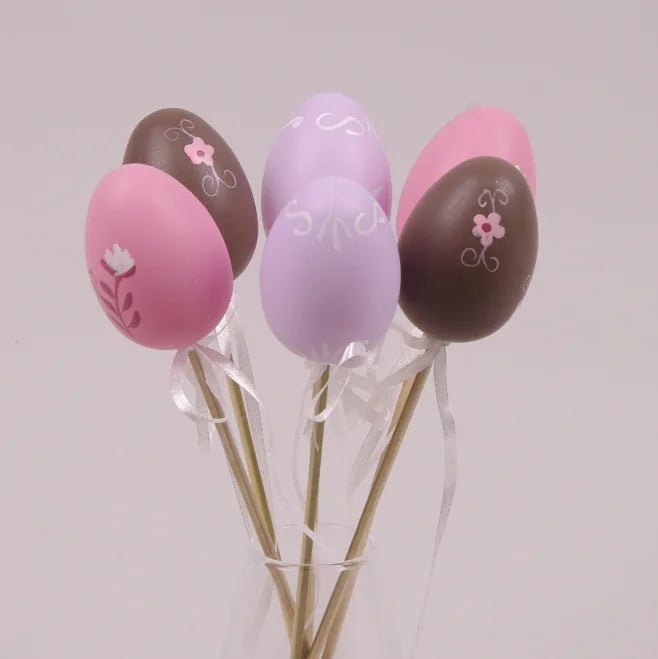 Декорация пасхальная на пике Flora Писанка микс 6 шт. (44006)