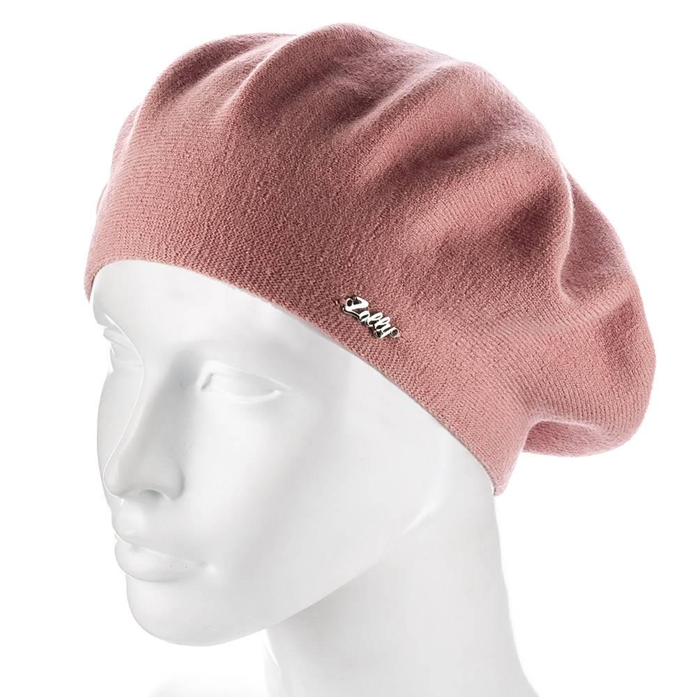 Берет женский Zolly ZH181 пустой двойной тонкой вязки Пудровый