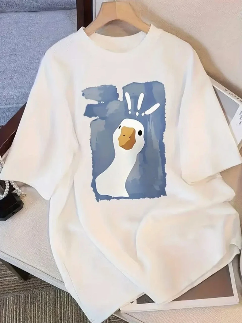 Футболка женская с принтом Pin-000-189 повседневная M Белый (2634324600)