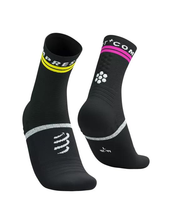 Шкарпетки Compressport Pro Marathon Socks V2.0 T2 Black/Safe Yellow/Neo Pink (b1e51f95)