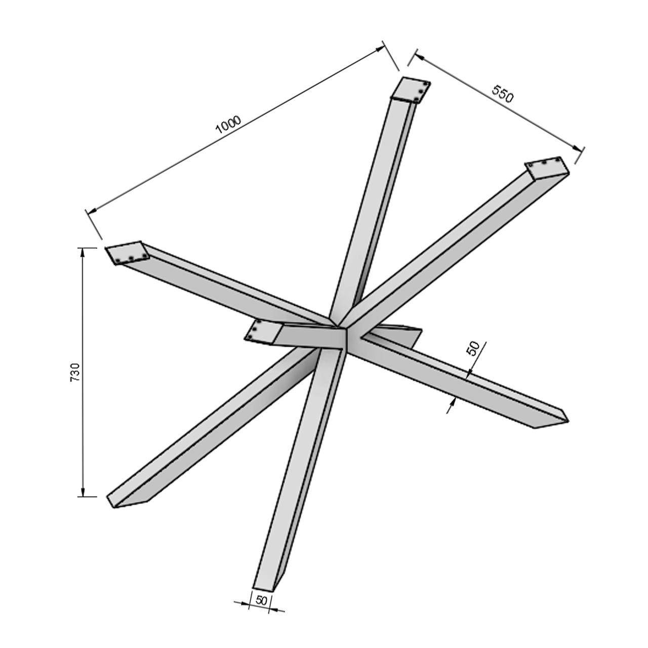 Каркас для стола из металла 1000х550 мм H 730 мм Золотой (1199) - фото 6