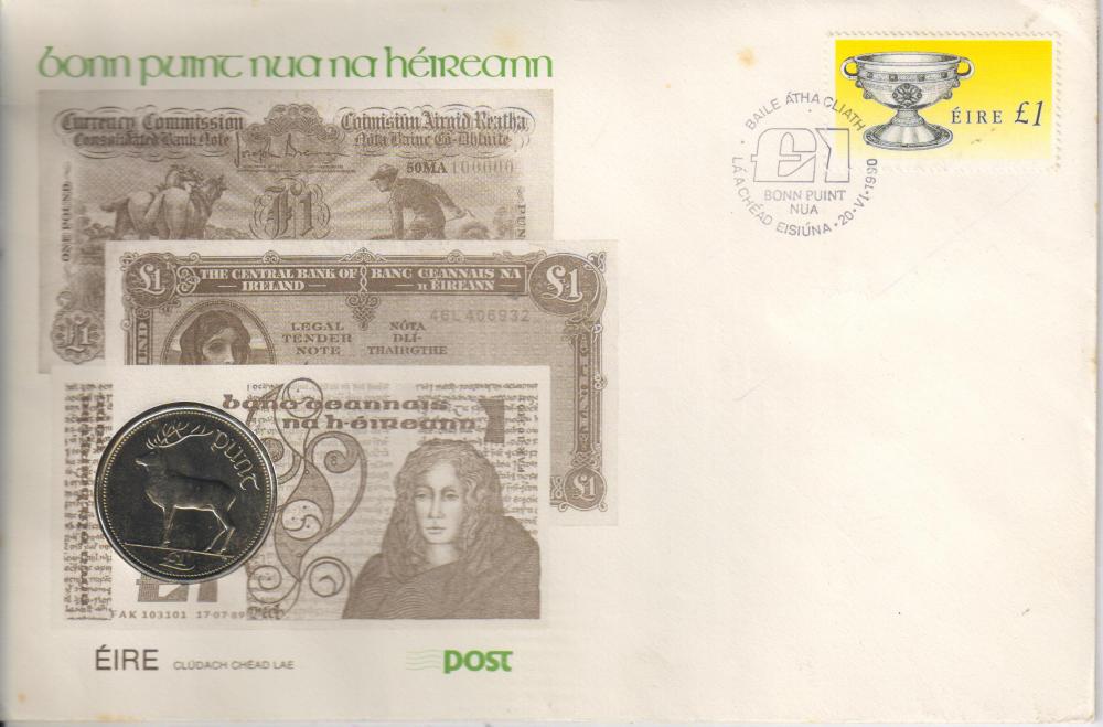 Коллекционная монета Ирландия 1 фунт 1990 Олень VF Сувенир (KM#27)