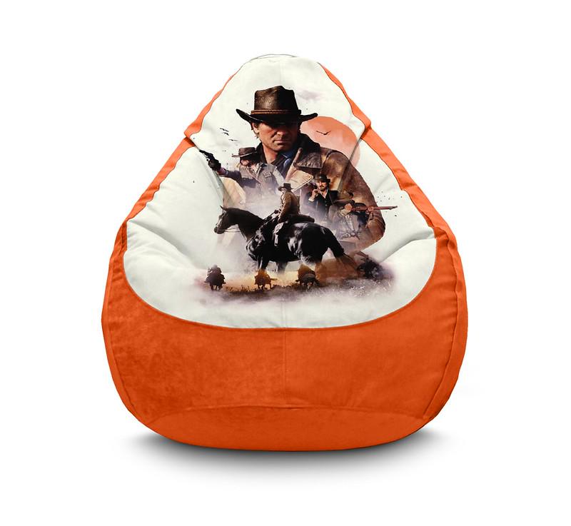 Крісло мішок iPuff RDR 2 Collage Флок XL 80x110 см Помаранчевий