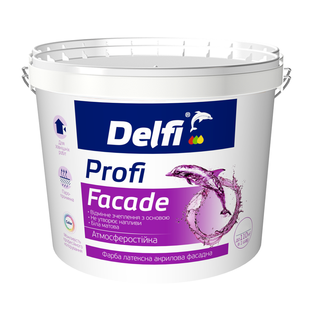 Краска латексная акриловая фасадная Delfi Profi Facade база А 7 кг Белый (2792906640)