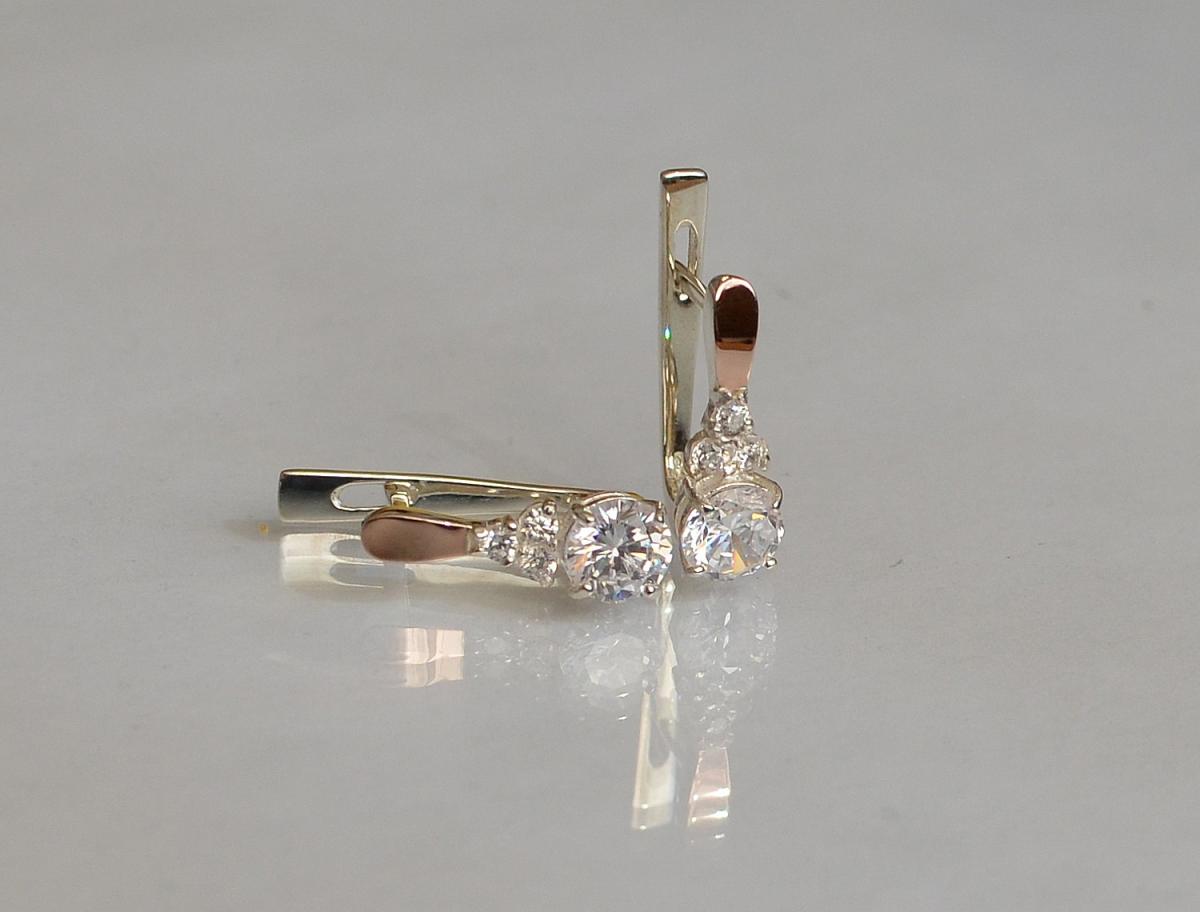 Срібні сережки з золотом 140с Білий