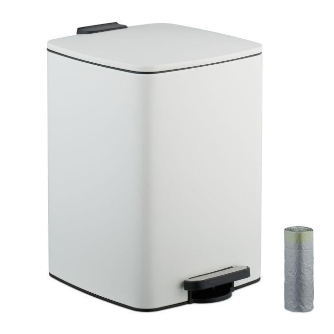 Мусорное ведро с педалью Relaxdays Soft-Close стальное для бумаги и пластика с 20 мешками 20 л 40x28x34 см