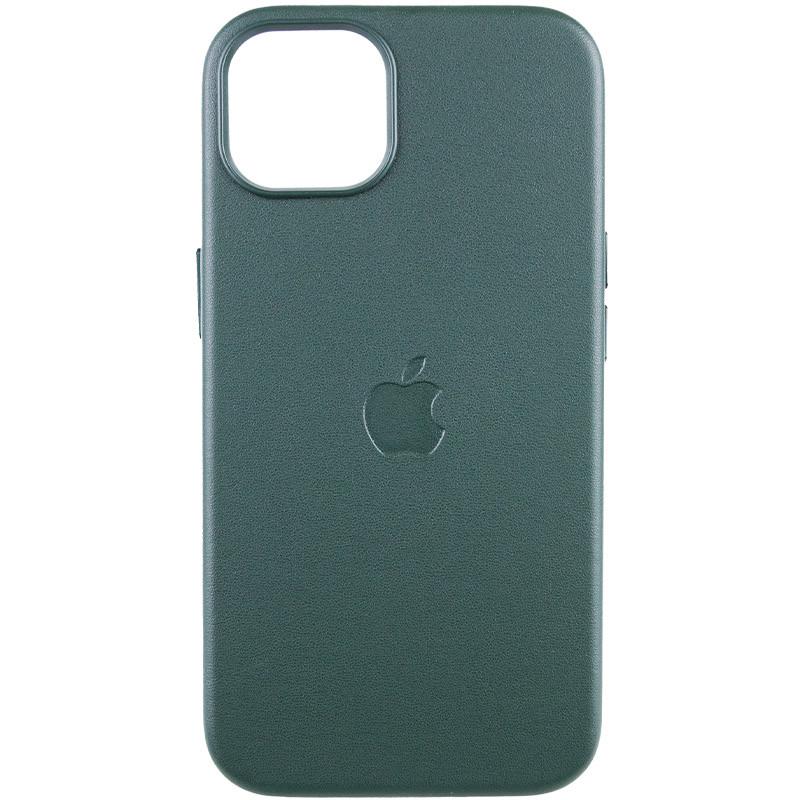 Протиударний шкіряний чохол Leather Case (AAA) with MagSafe and Animation для Apple iPhone 13 (6.1") Sequoia Green