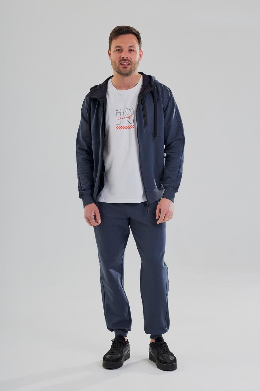 Костюм мужской спортивный М107.2 худи на замке/джогеры XL Синий (801-1-63)