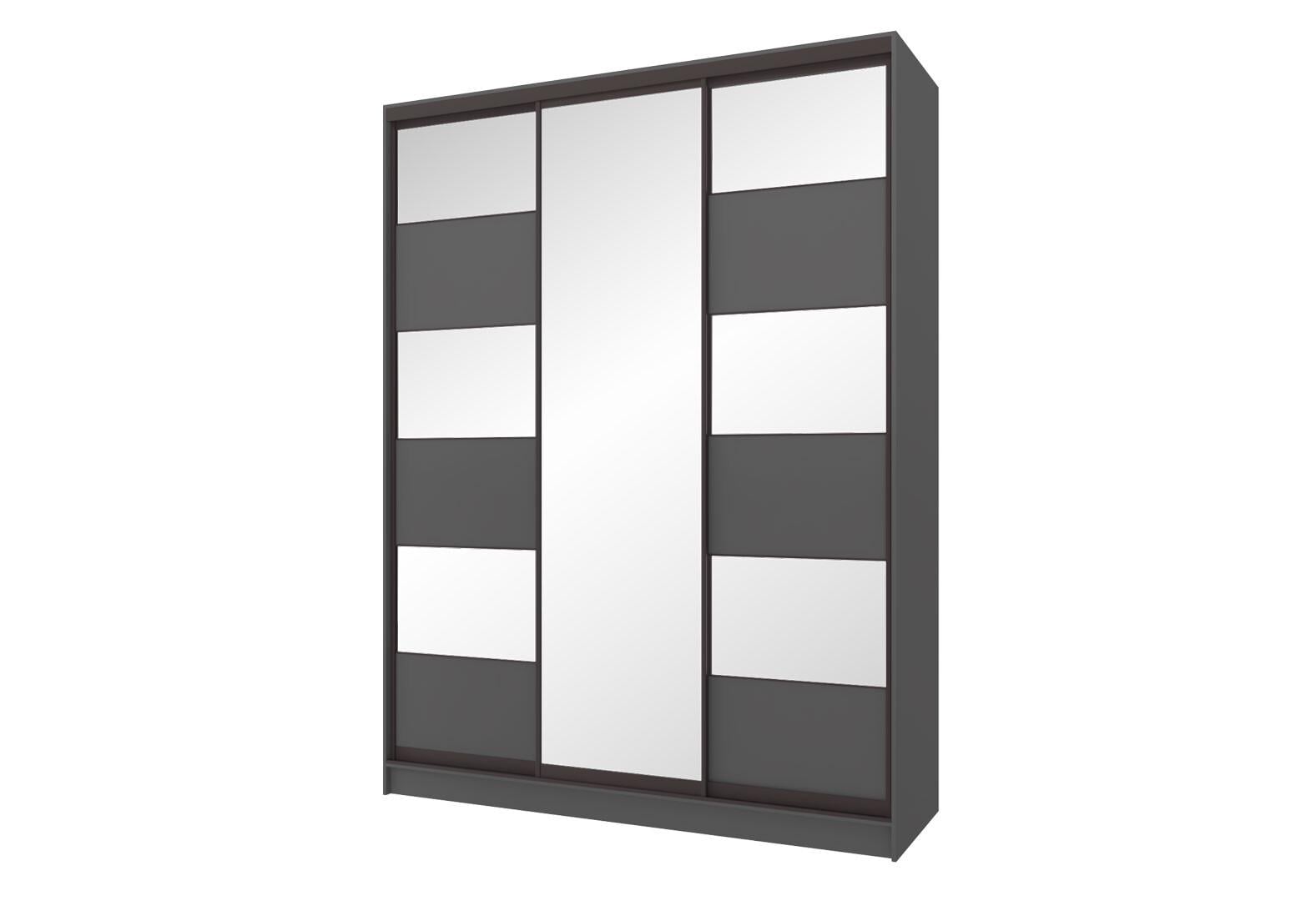 Шафа-купе Київський стандарт 3-дверна з дзеркалом і комбі ДСП/дзеркало 180x240x60 см Антрацитовий (112331)