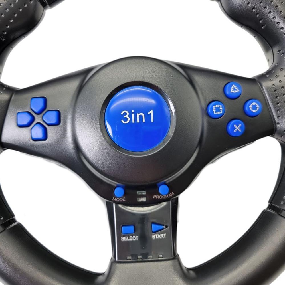 Игровой руль с педалями Vibration Steering wheel для гонок и двойной вибрацией для ПК 3в1 (10741158) - фото 7