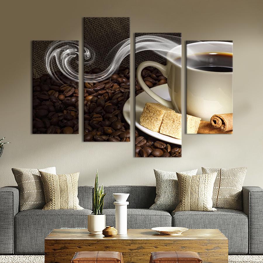 Картина модульная из 4 частей Черный кофе XL 149x106 см (274-42)