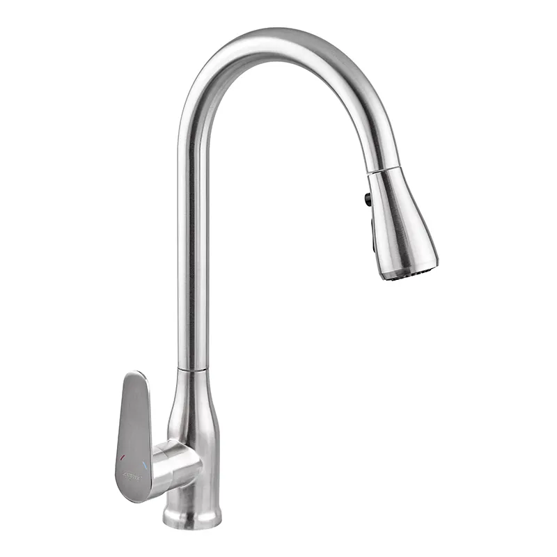 Змішувач для кухні Zerix PUL-014 з висувною лійкою Нержавіюча сталь (ZX5034)