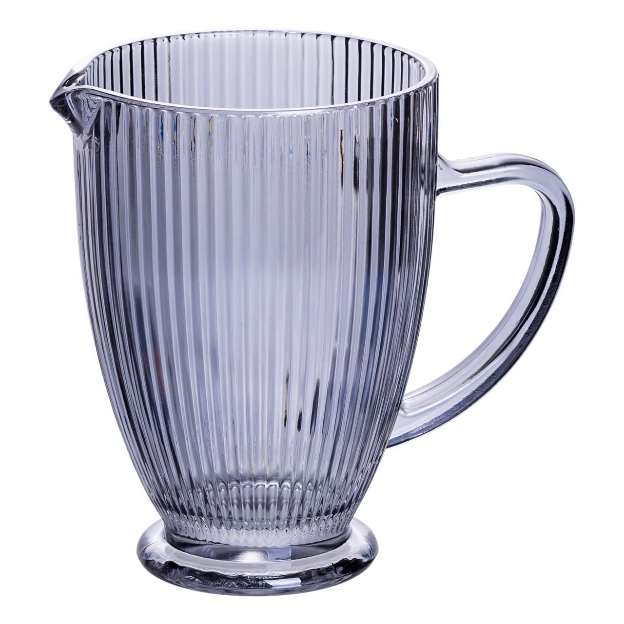 Кувшин для компота ребристый/стеклянный 1,2 л 18,2 см Серый (HP-19-7118G)