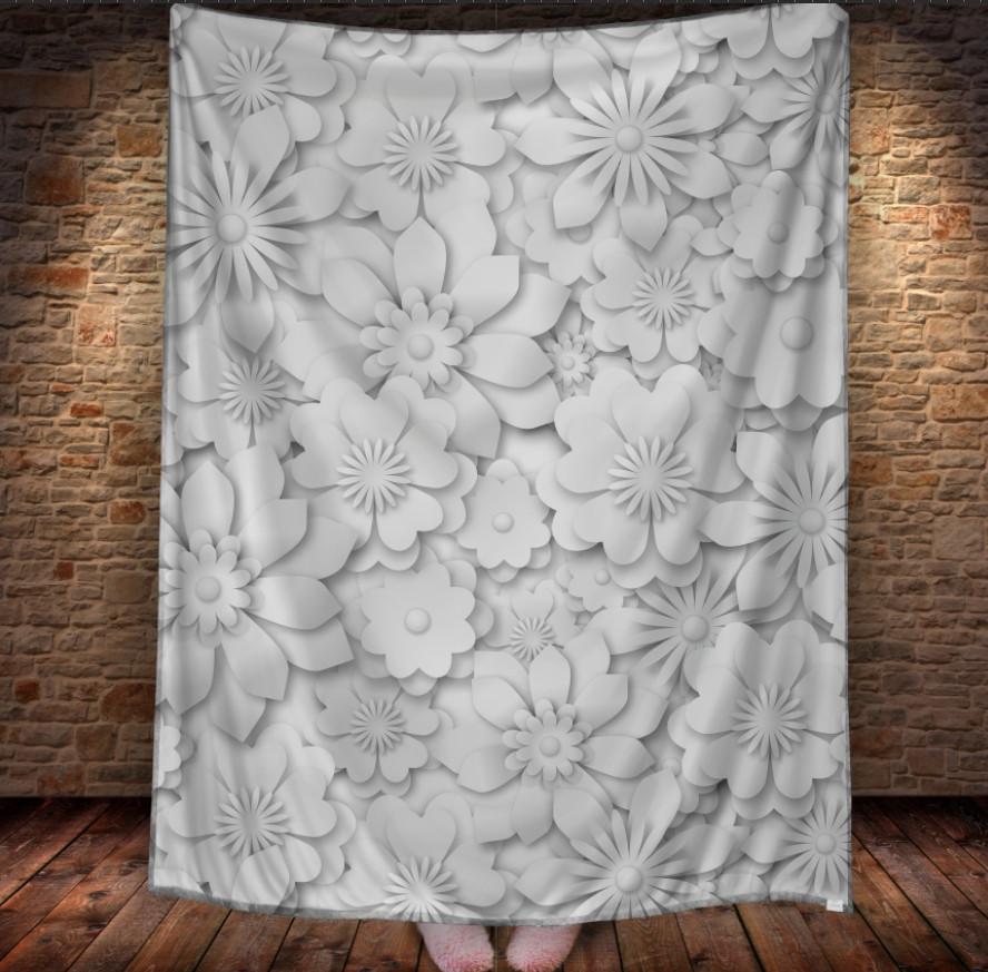 Плед с 3D принтом Белые цветы 150х200 см (epi_1284)