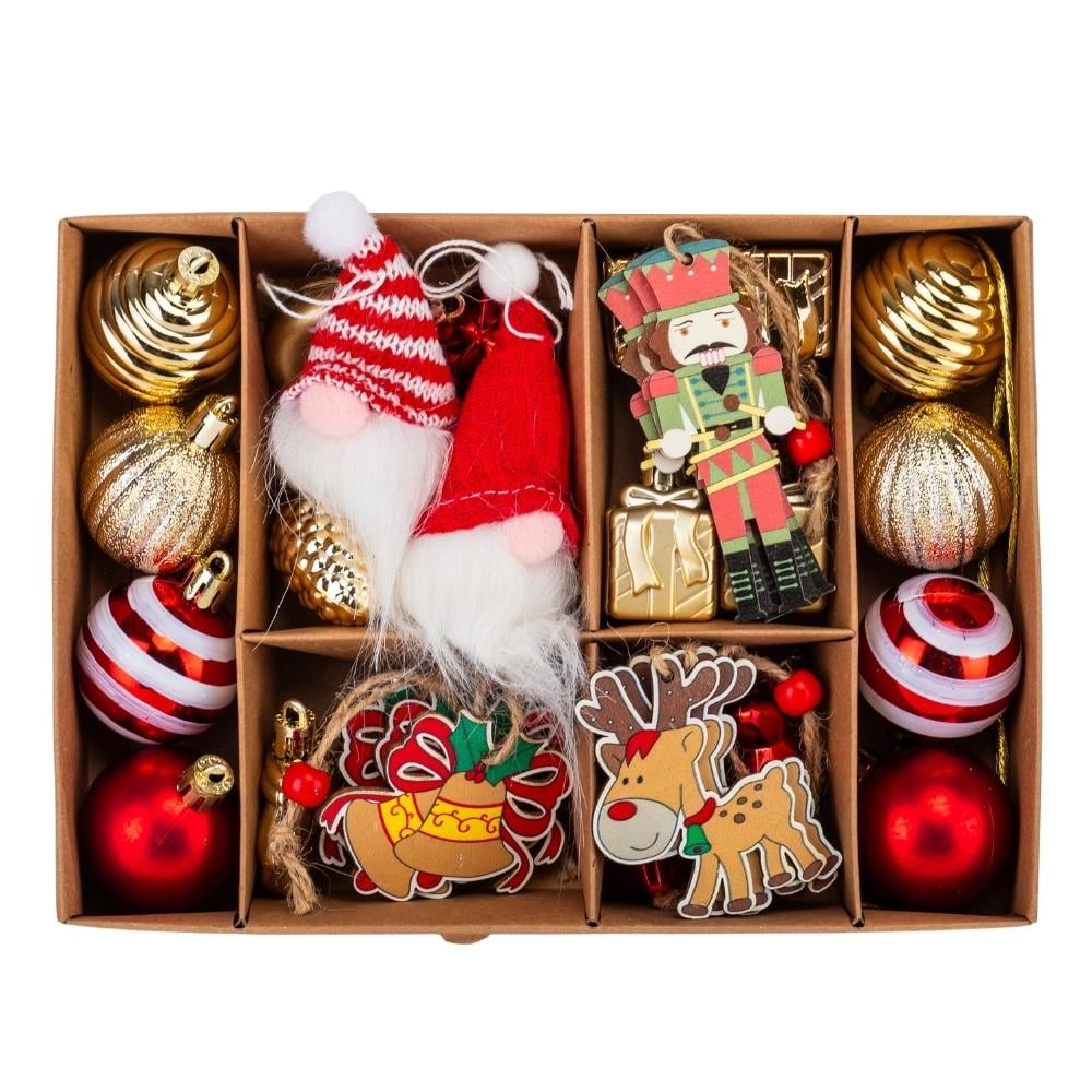 Набор елочных игрушек Сказочные воспоминания из пластика с рисунком 32 шт. Разноцветный (99-81-9125-036)