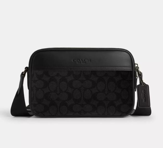Сумка через плечо Coach Graham Crossbody Bag In Signature Canvas Gunmetal Charcoal Черный (196395547364)