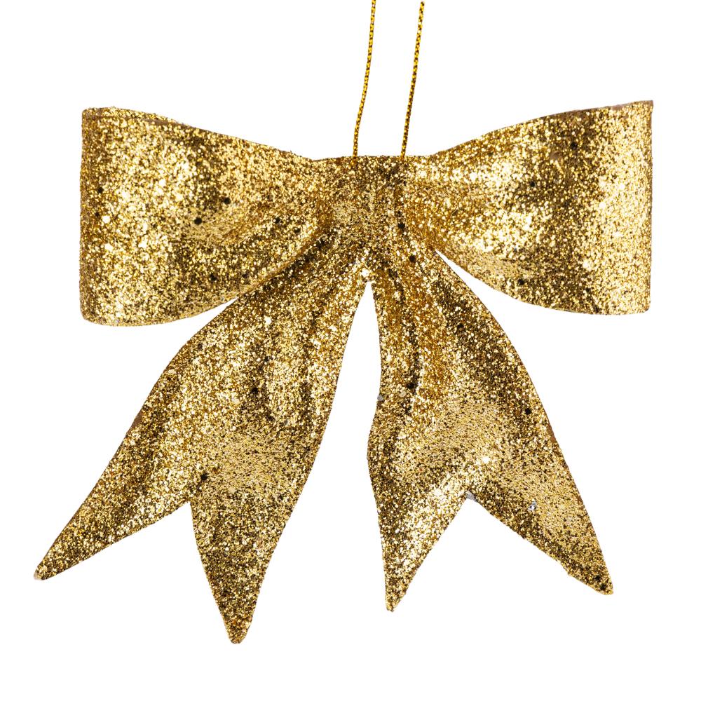 Іграшка на ялинку Elisey Блискучий бантик 11 см Золотий (NH-106-K-108)