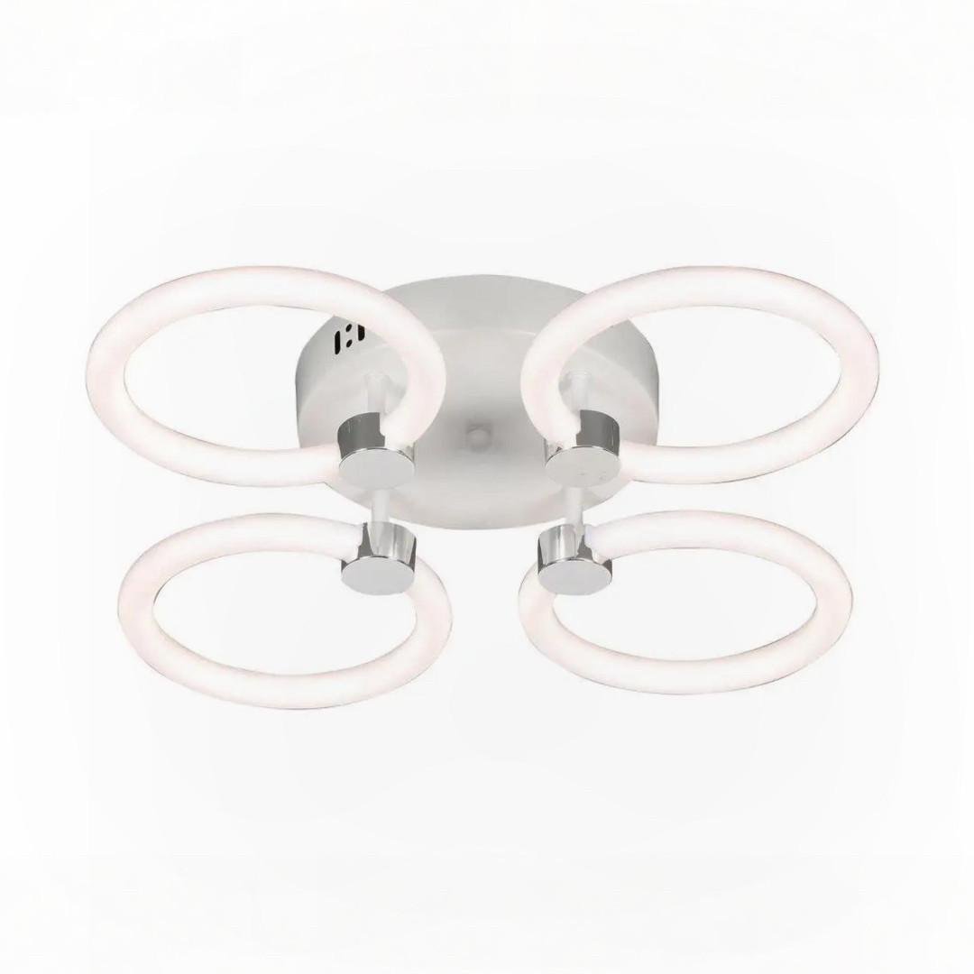 Люстра светодиодная Valeso с металлическим каркасом 3000-6500K 56W Белый/Хром (G 2588/4 WT+CH 56W)