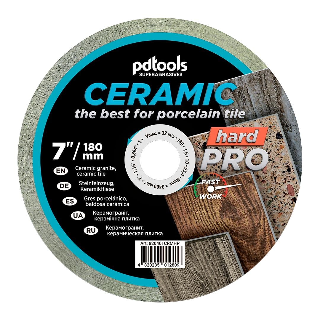 Круг алмазный отрезной PDTools 1A1R 180 CERAMIC HARD PRO для стационарного оборудования (37772315)