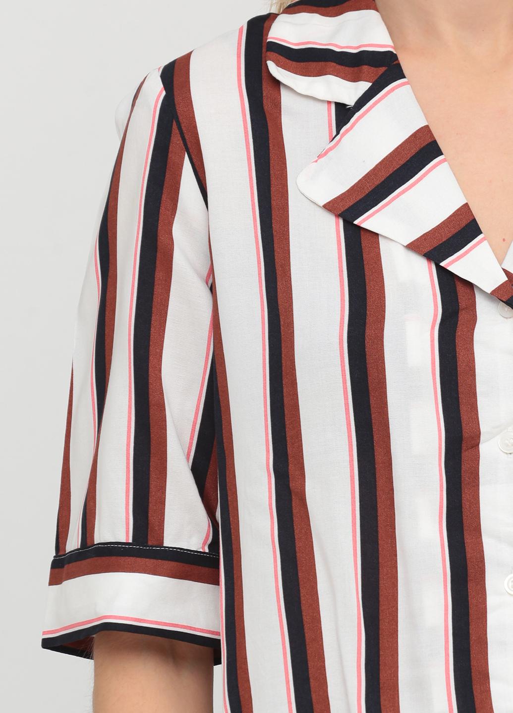 Блуза с коротким рукавом р. L Бело-коричневый (6098469bar) - фото 4